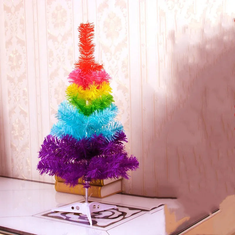 60cm Rainbow Christmas Tree with 70 PVC Branches - Colorful Holiday Decor