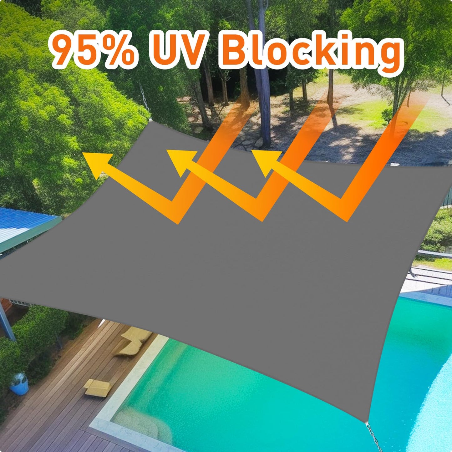10x13 ft Sunshade Sail with UV Protection - Light Grey, Sand, Rust Red, Dark Grey, Beige, Cream, and More