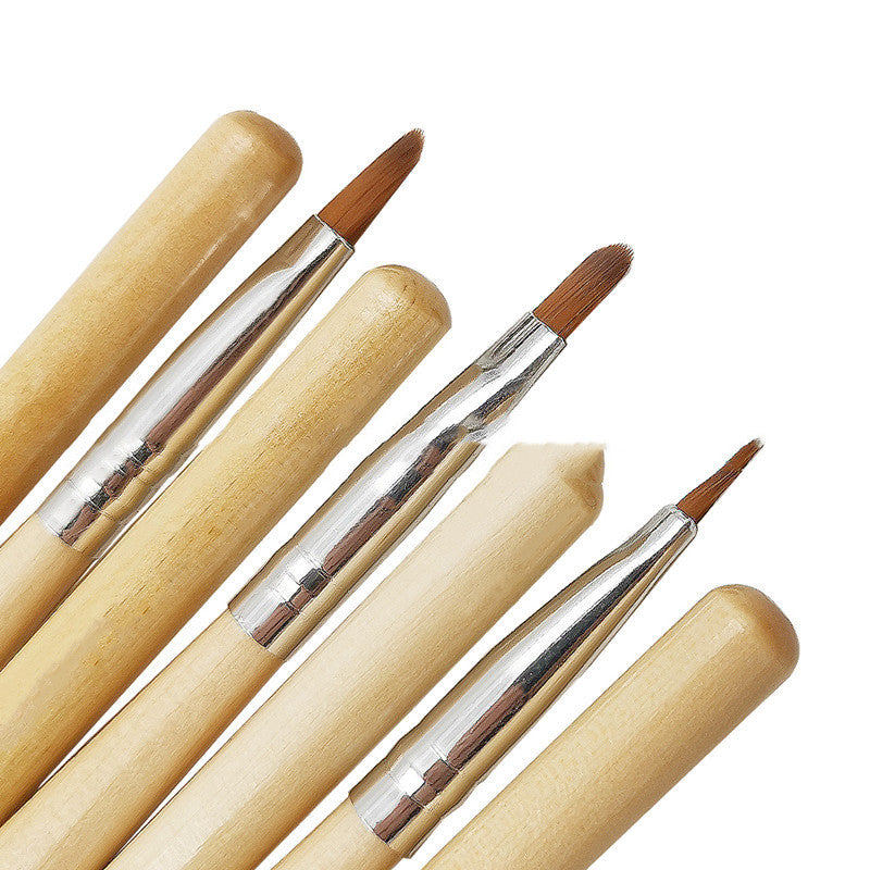 LED Nail Art Pen Set - 7 Pieces Wood