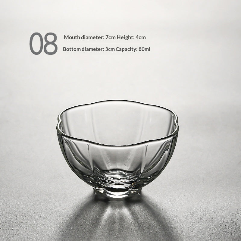 Tea-Boiling Glass Teacup with Kung Fu Style, Small Transparent Drinking Cup