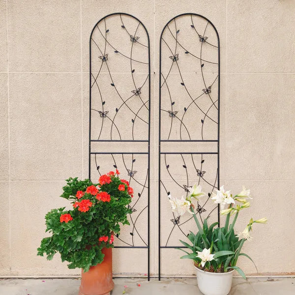 Metal Garden Trellis 86.7" x 19.7" - Black Climbing Support