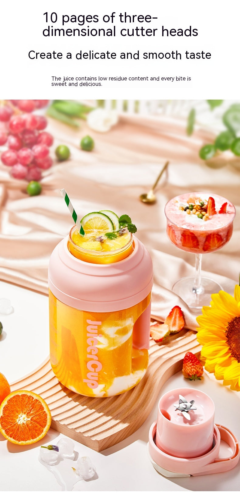 Portable Juicer Electric Fruit Extractor with Multi-Function Juice Cup