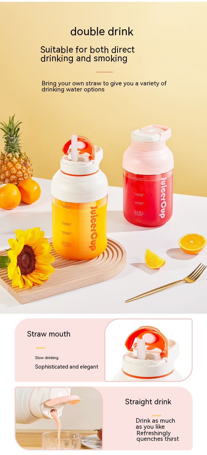 Portable Juicer Electric Fruit Extractor with Multi-Function Juice Cup
