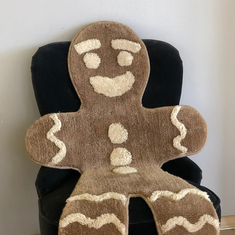 Christmas Gingerbread Man Flocking Carpet - 70x120cm Home Decor Accent Rug