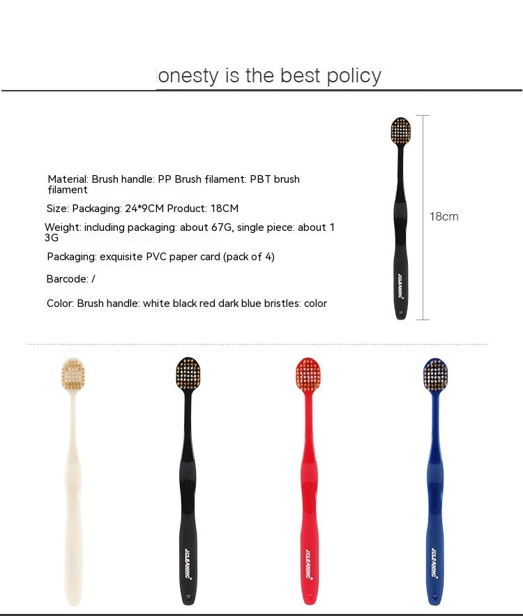 Family Set of Soft Bristle Toothbrushes with Wide Head - 4 Pack