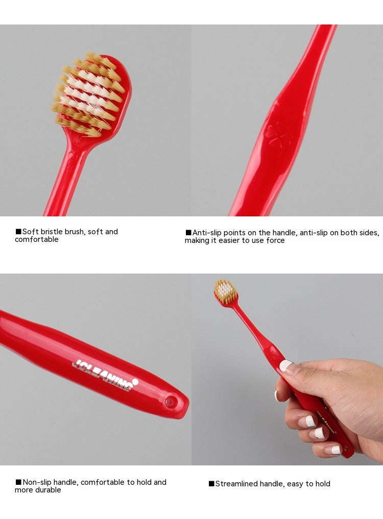Family Set of Soft Bristle Toothbrushes with Wide Head - 4 Pack