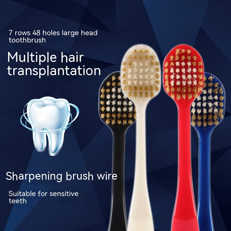 Family Set of Soft Bristle Toothbrushes with Wide Head - 4 Pack