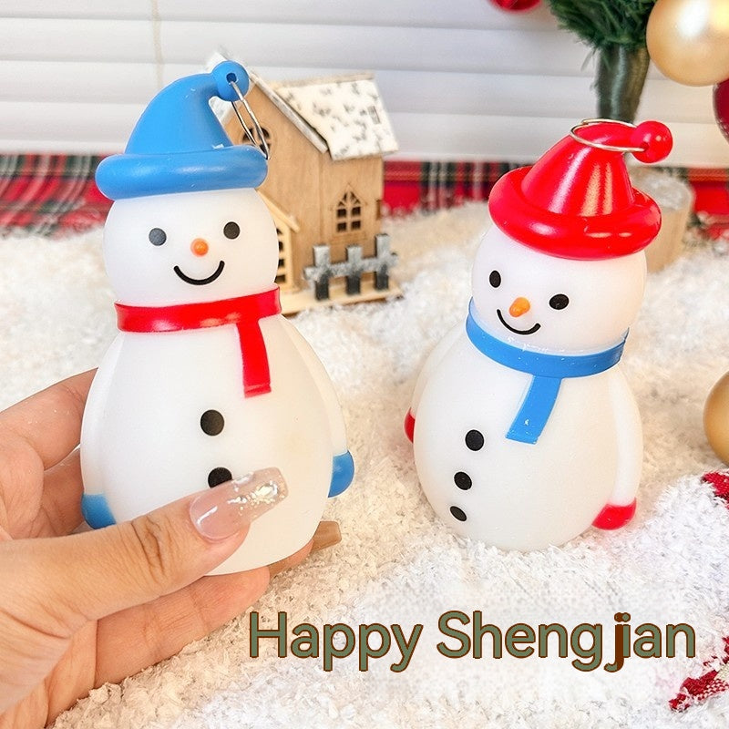 Christmas Snowman Night Light Small Ornament with Warm LED Light
