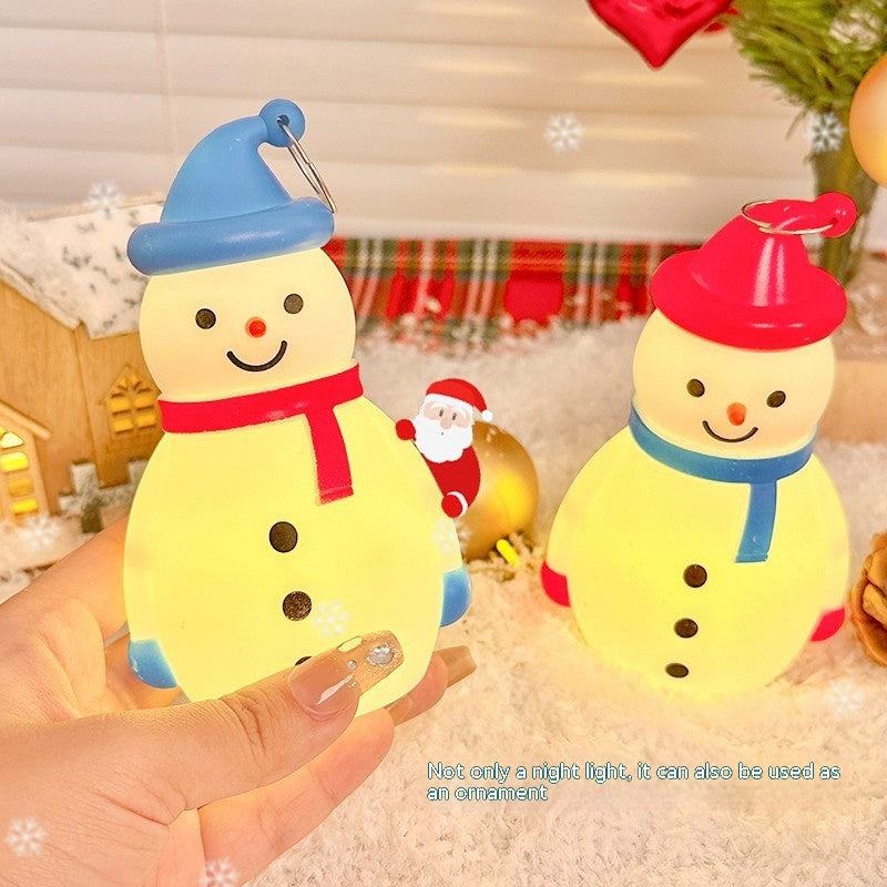 Christmas Snowman Night Light Small Ornament with Warm LED Light