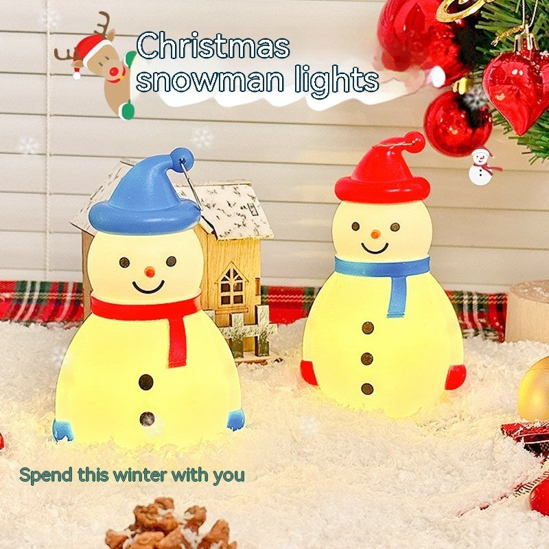 Christmas Snowman Night Light Small Ornament with Warm LED Light