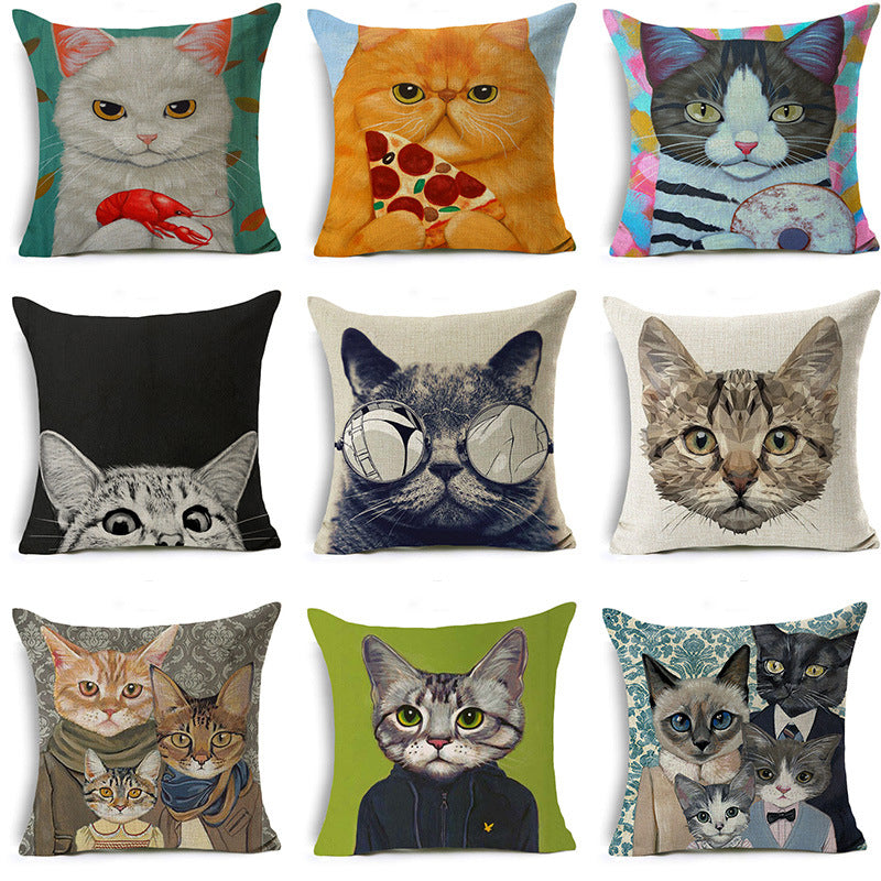 Cartoon Style Cotton Pillow Cover - 45x45cm Decorative Cushion Case
