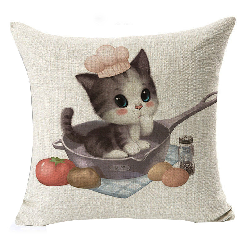 Cartoon Style Cotton Pillow Cover - 45x45cm Decorative Cushion Case