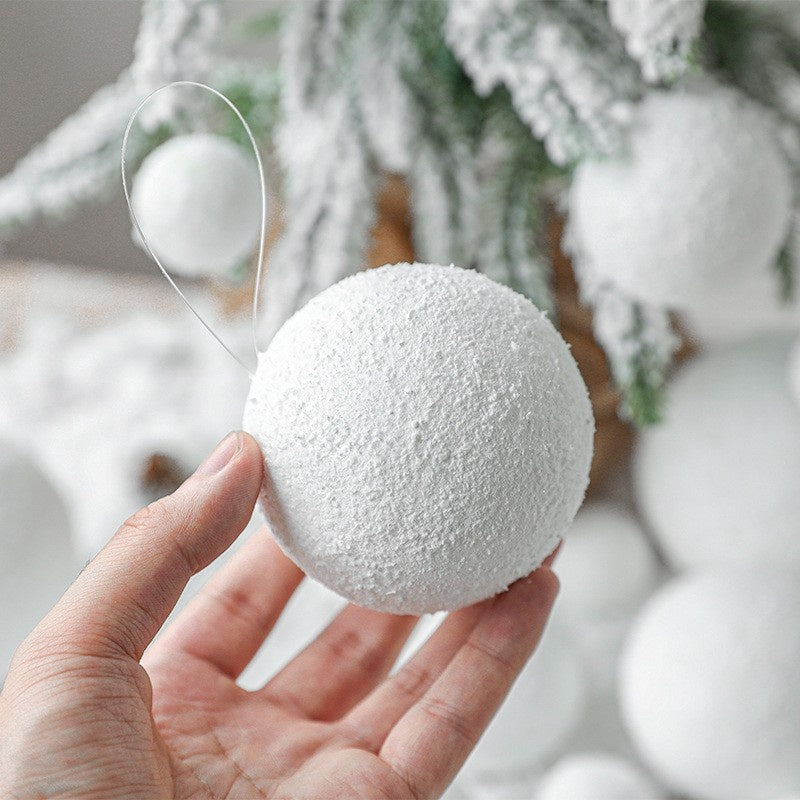 Christmas Tree Ornaments Snowball Set - White Foam Holiday Decor