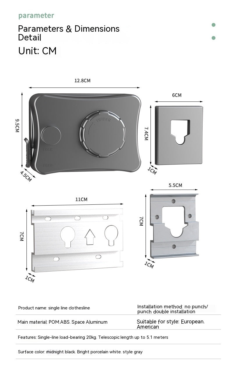 Punch-Free Toilet Clothesline Drying Rack - Wall Mount Bathroom Storage
