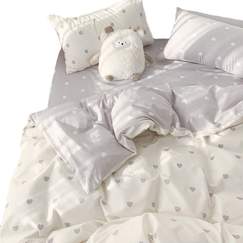 Washed Cotton Bedding Set - Four-Piece, Multiple Sizes & Patterns