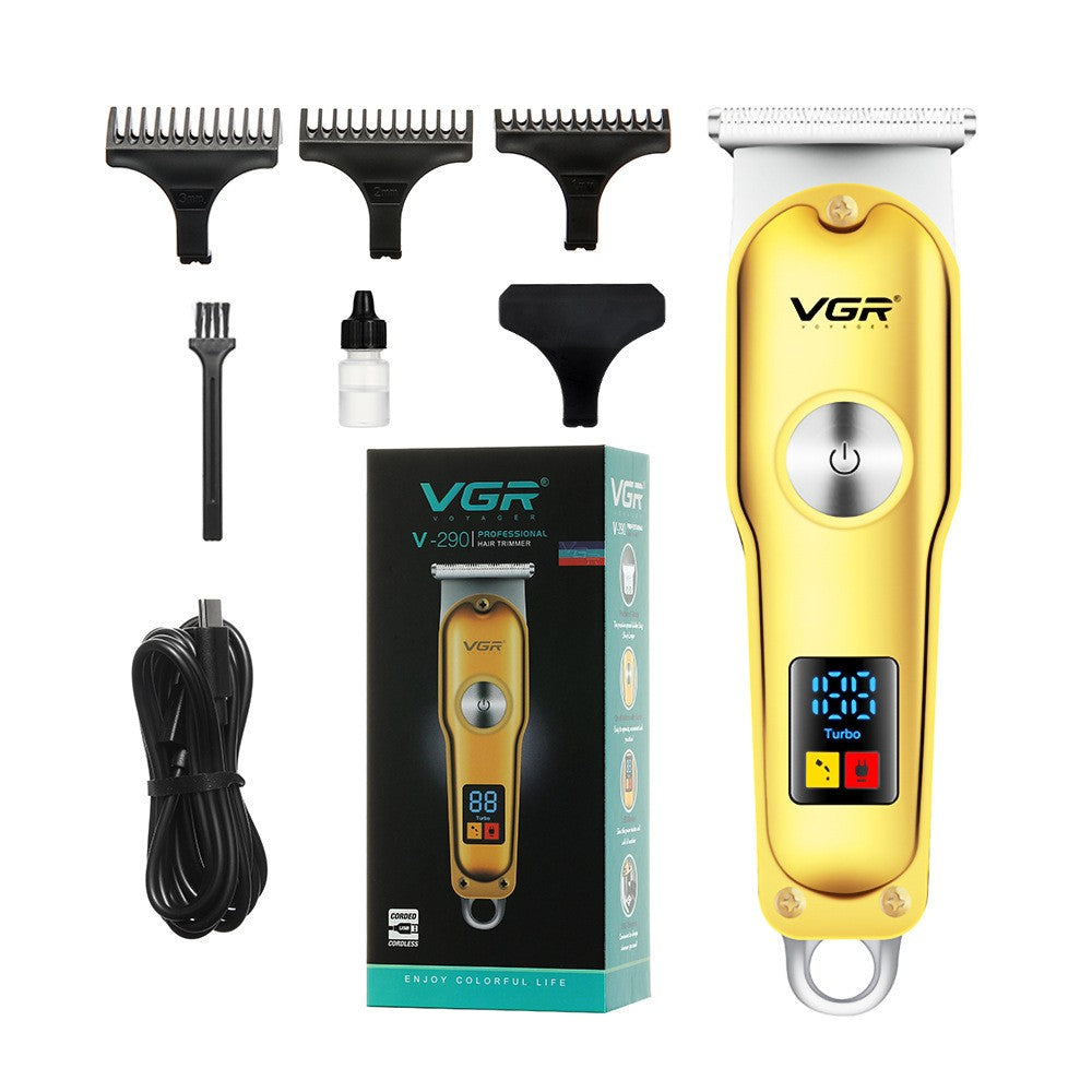 Portable Hair Clipper with LCD Display USB Charging Dual Purpose Grooming Tool V-290 Gold