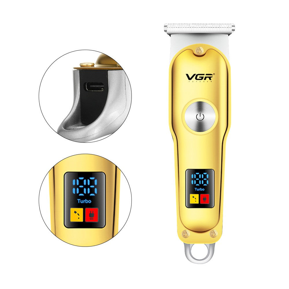 Portable Hair Clipper with LCD Display USB Charging Dual Purpose Grooming Tool V-290 Gold