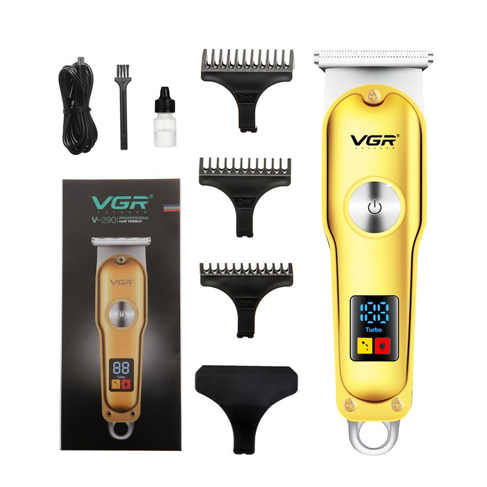 Portable Hair Clipper with LCD Display USB Charging Dual Purpose Grooming Tool V-290 Gold