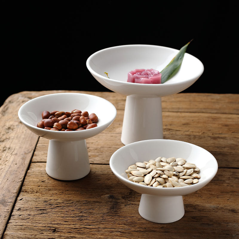 Ceramic High Foot Tea Cake Tray - Japanese Style Kitchen Serveware