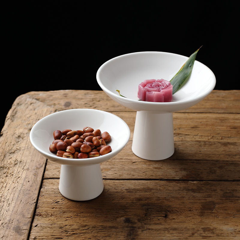 Ceramic High Foot Tea Cake Tray - Japanese Style Kitchen Serveware