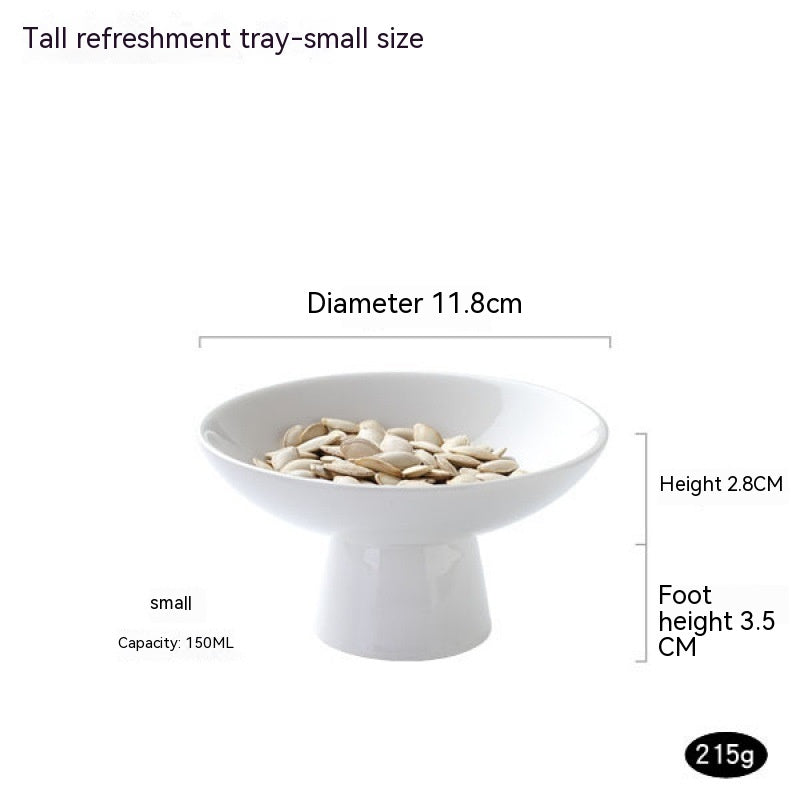 Ceramic High Foot Tea Cake Tray - Japanese Style Kitchen Serveware