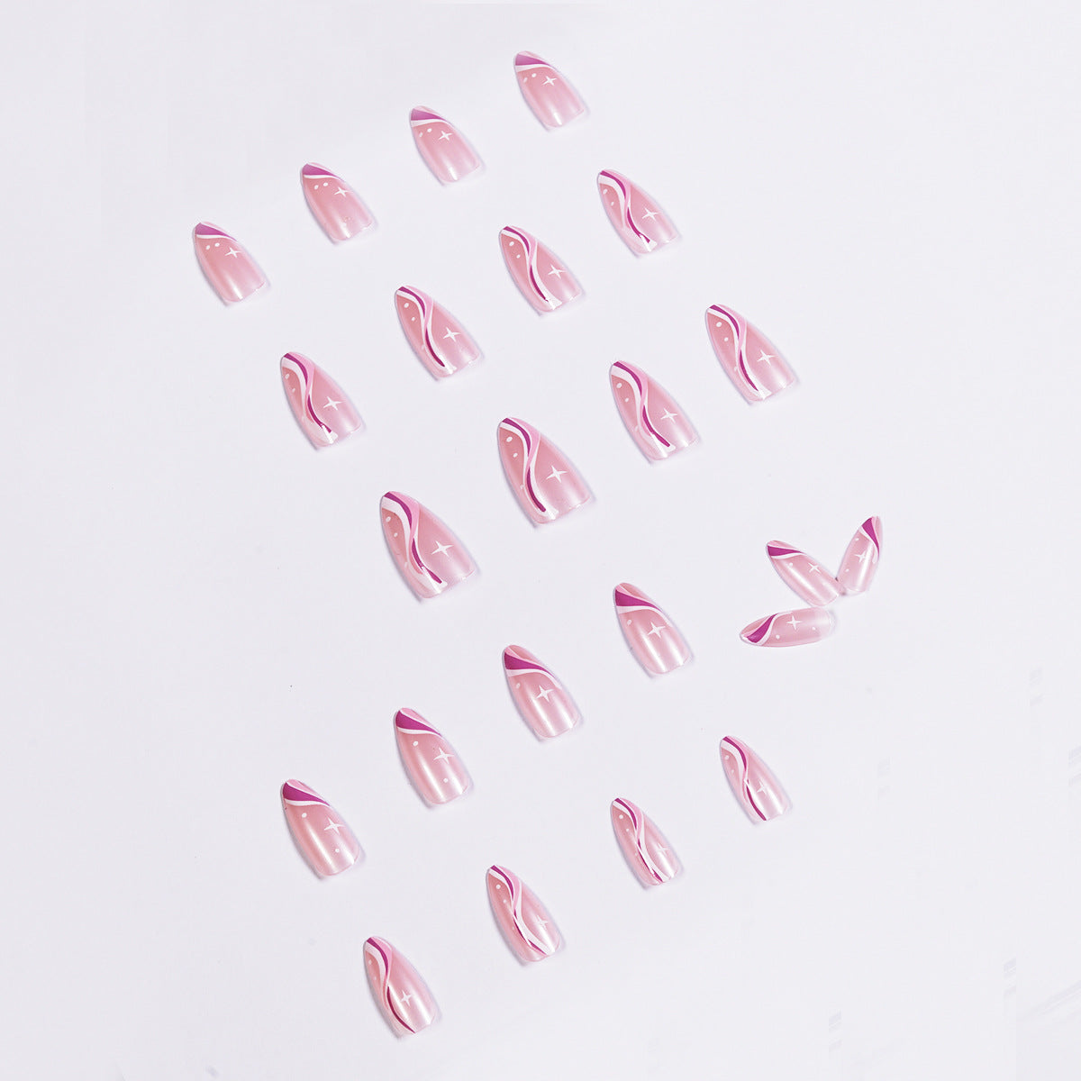 Nail Art Kit with 24 Nail Wraps and Glue - Minimalist Wave Series JP1068