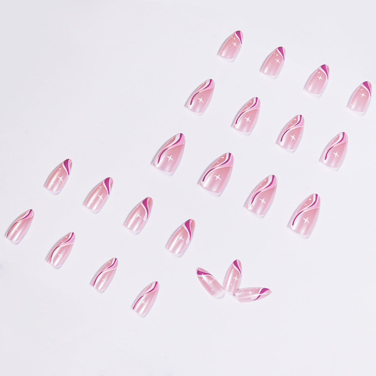 Nail Art Kit with 24 Nail Wraps and Glue - Minimalist Wave Series JP1068