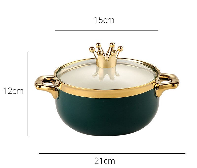 Ceramic Instant Noodle Bowl with Lid - Household Soup Bowl for Kitchen Use