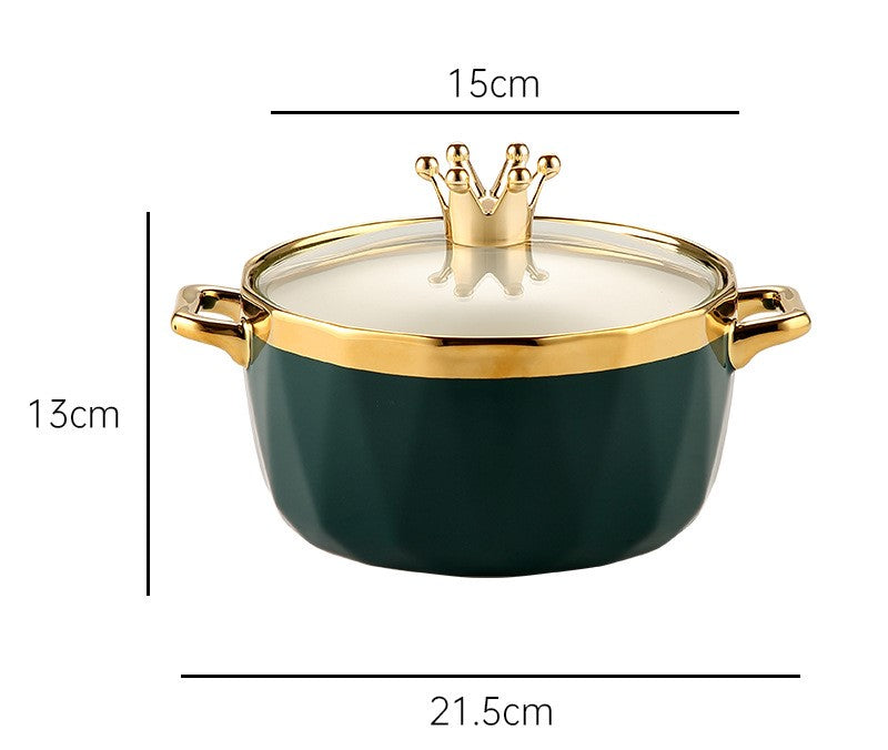 Ceramic Instant Noodle Bowl with Lid - Household Soup Bowl for Kitchen Use