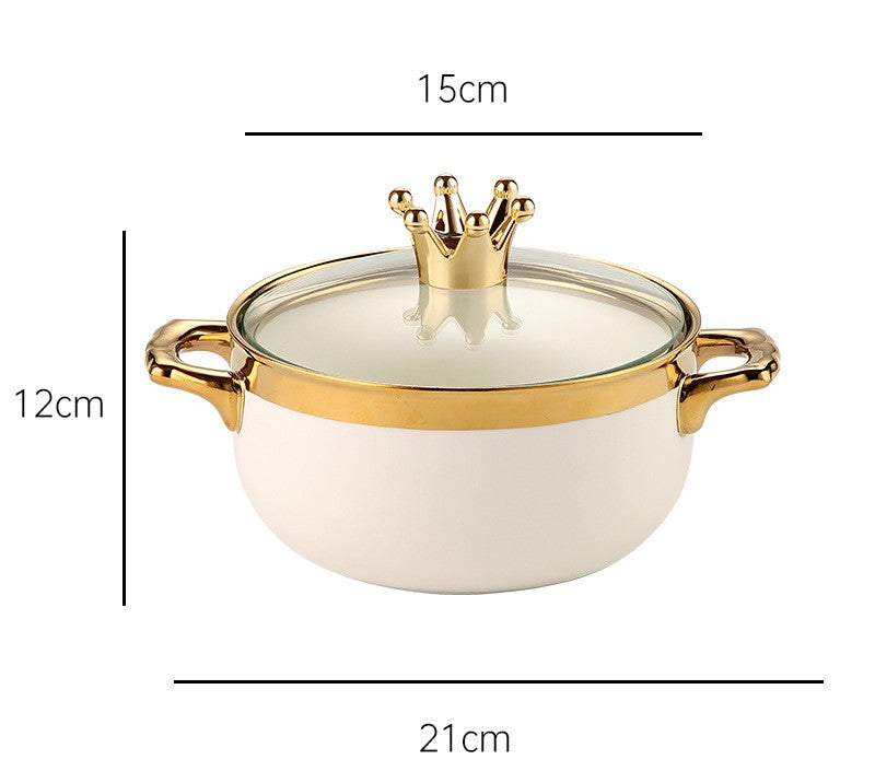 Ceramic Instant Noodle Bowl with Lid - Household Soup Bowl for Kitchen Use