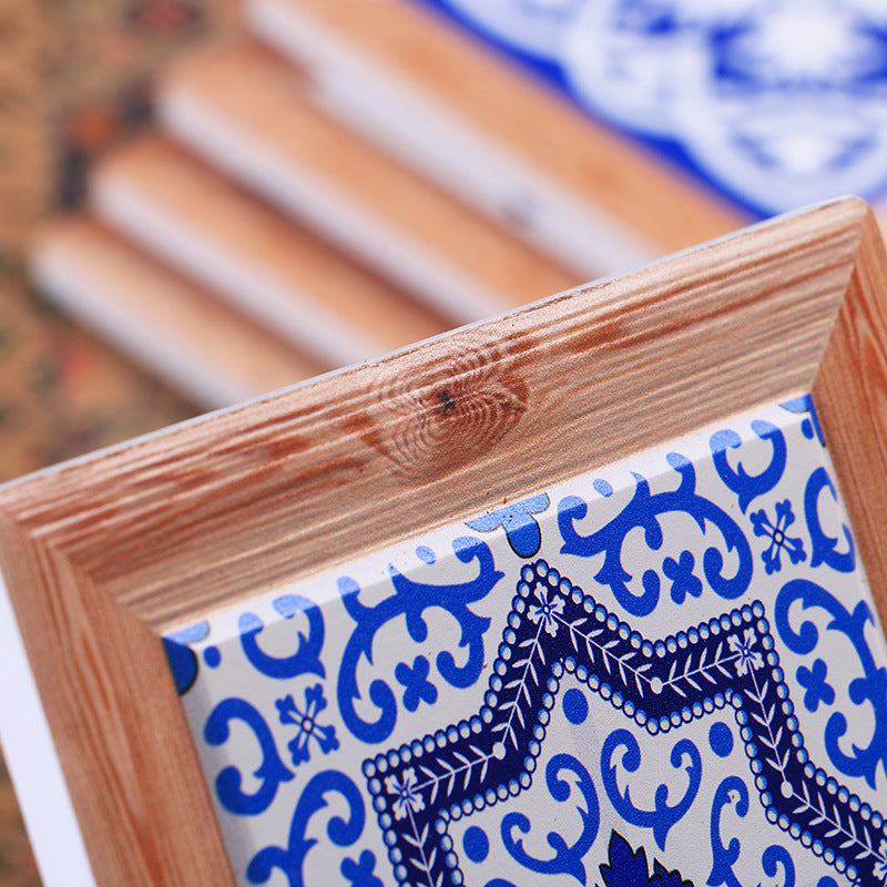 Chinese Style Ceramic Cork Cup Mat - Dinnerware, Non-Slip Coaster Set