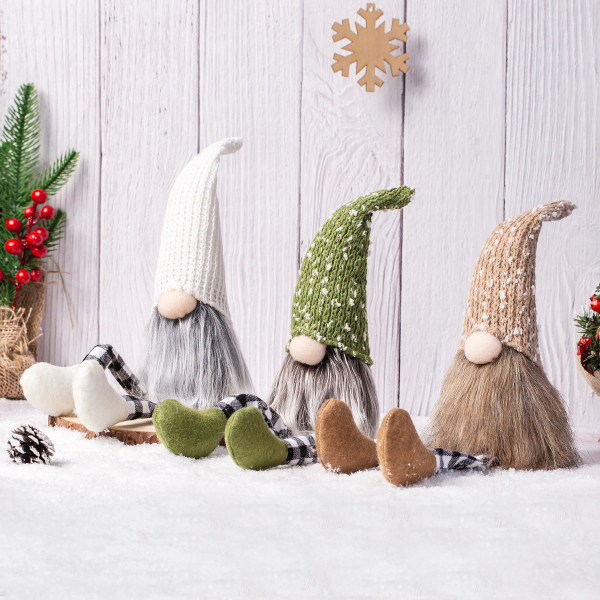 Festive Knitted Wool Doll for Christmas Decoration - Long Legs Home Decor