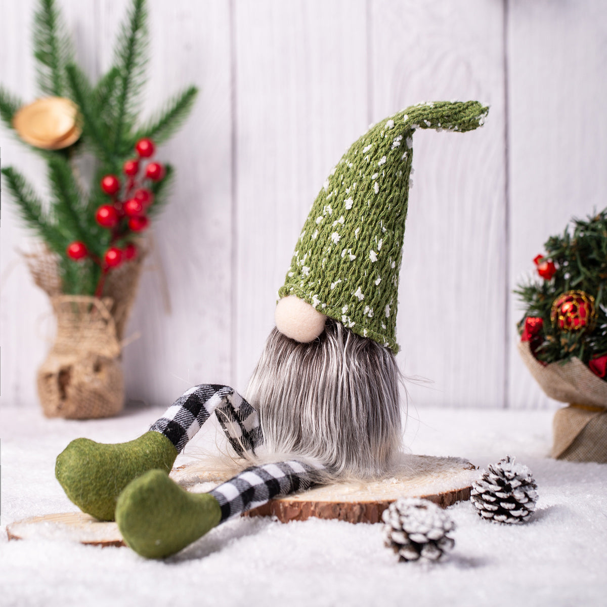 Festive Knitted Wool Doll for Christmas Decoration - Long Legs Home Decor