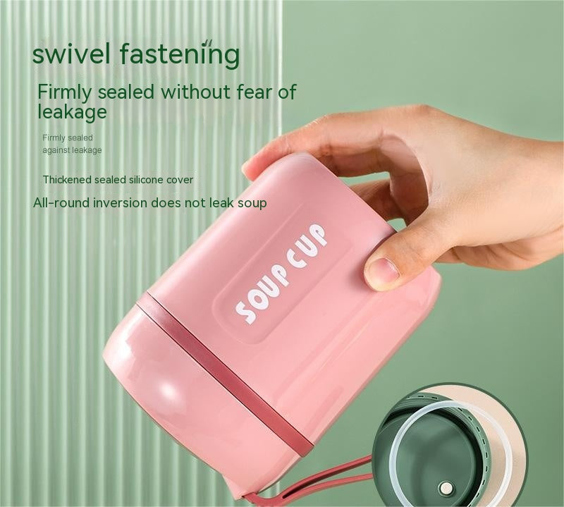 Stainless Steel Vacuum Cup with Lid and Spoon, Insulated Drinkware for Travel
