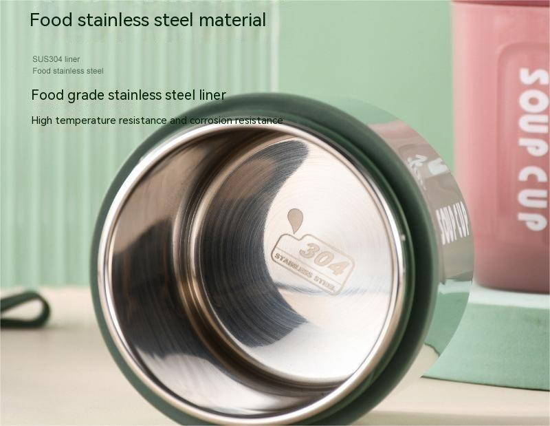 Stainless Steel Vacuum Cup with Lid and Spoon, Insulated Drinkware for Travel