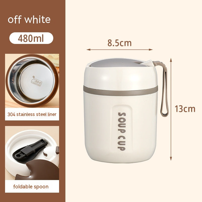 Stainless Steel Vacuum Cup with Lid and Spoon, Insulated Drinkware for Travel