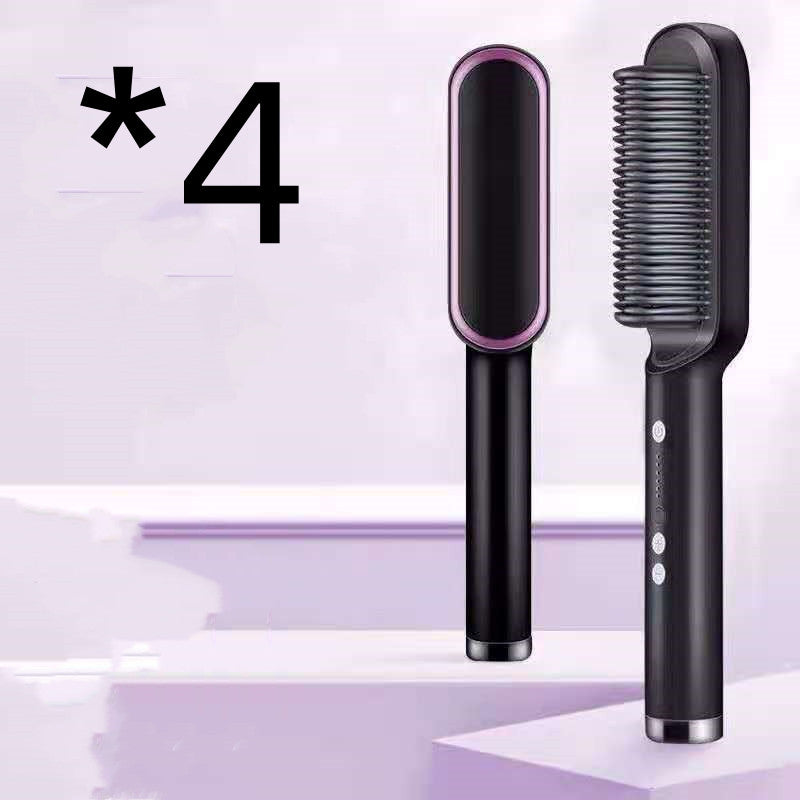 2-in-1 Hair Straightener Curling Iron Hot Comb with Negative Ions - Multi-Functional Electric Hair Styling Brush
