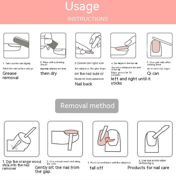Removable Fake Nail Tips for Nail Art - Simple French Design, Pack of 1