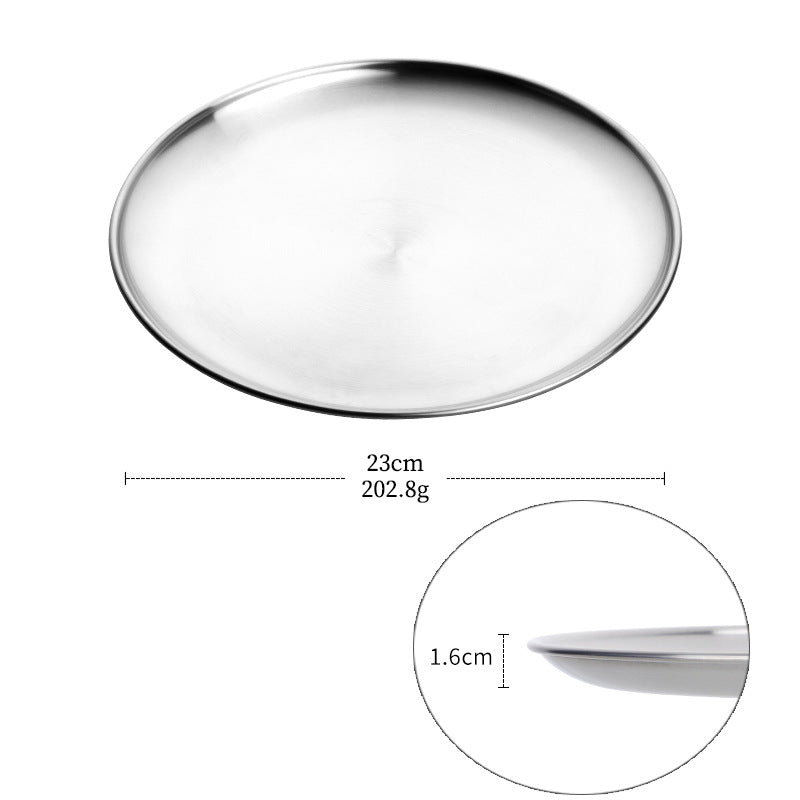 Stainless Steel Round Food Plate - Modern Kitchen Tableware in Multiple Colors