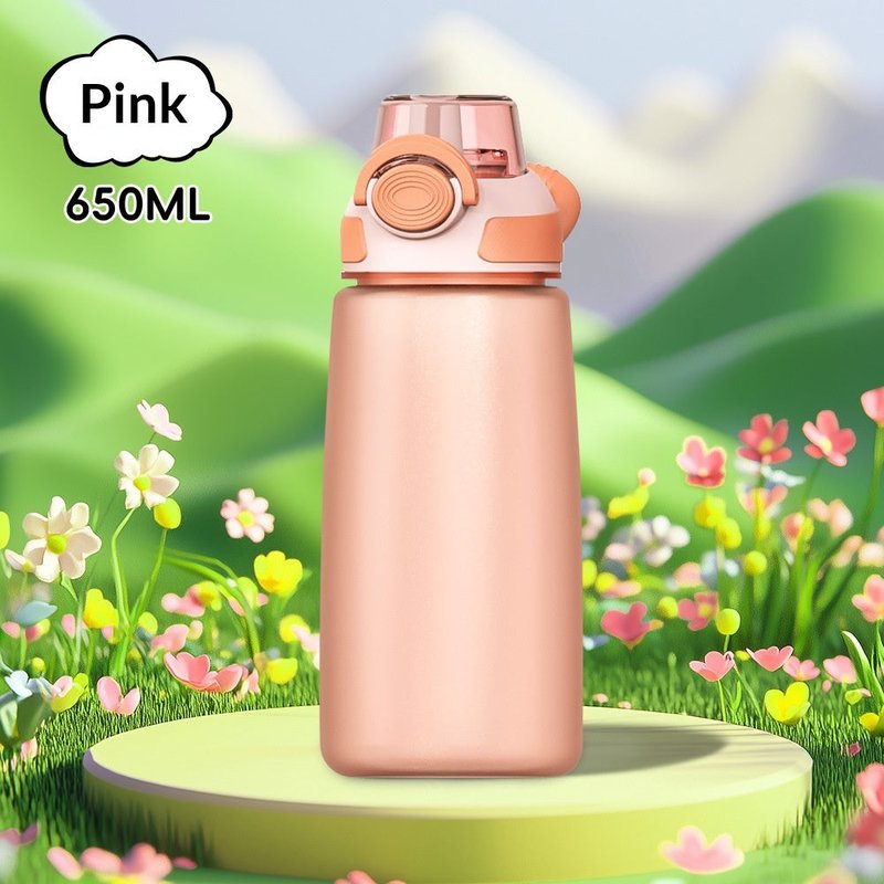 Children's Sports Water Bottle with Straw & Handle, 650ml Tritan Kids Drinkware