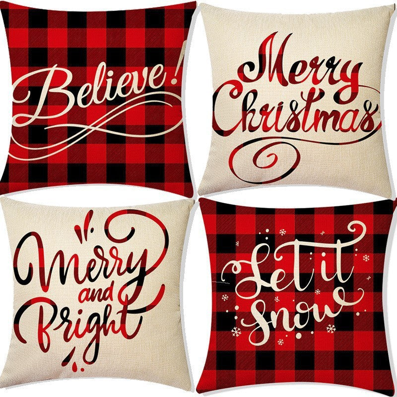 Christmas Linen Pillow Cover - Holiday Home Decor, 45x45cm, Nordic Style
