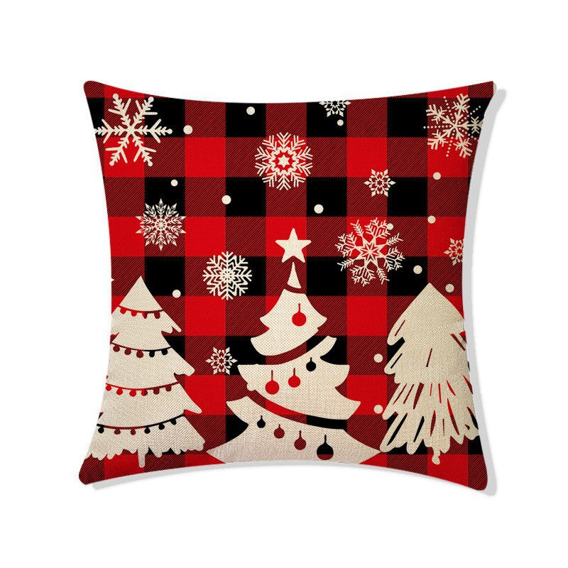 Christmas Linen Pillow Cover - Holiday Home Decor, 45x45cm, Nordic Style