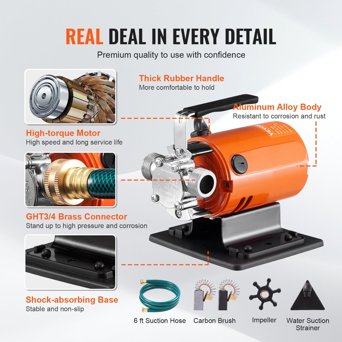 Portable 120V Water Transfer Pump 360 GPH for Garden, Pool, Pond - Orange
