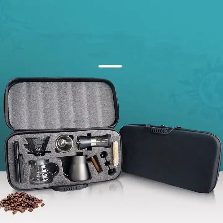 Manual Coffee Grinder with Double Layer Glass Cup and Electronic Scale - Black