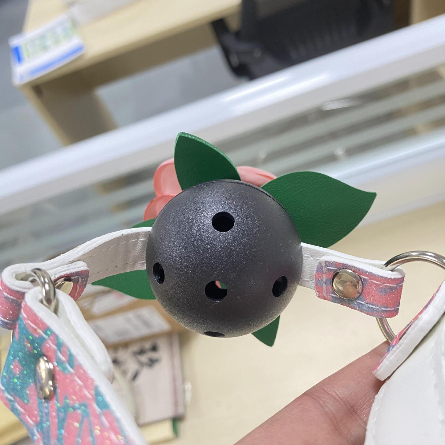 Adult Flower Mouth Ball PU Leather Couple Training Toy – Men and Women