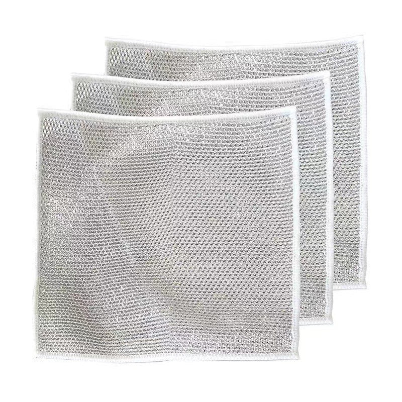 Steel Wire Dishcloth Mesh Cleaning Cloth - Multi-Layer Nylon Kitchen Sponge