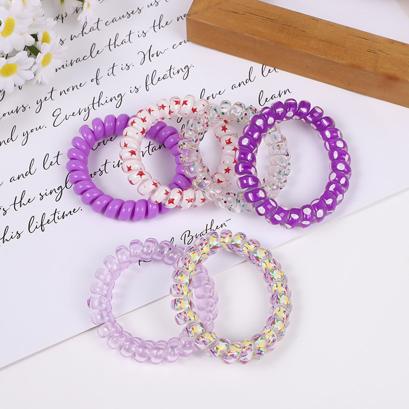 Colorful Elastic Hair Rope Headbands for Girls - Pack of 6