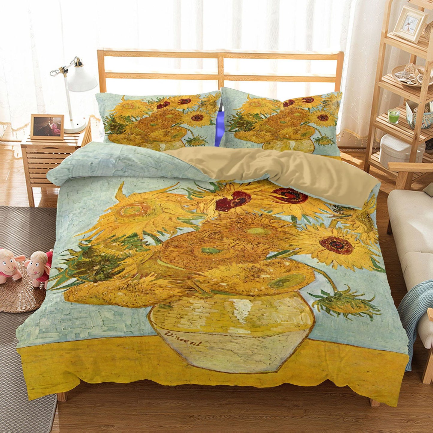 Three-Piece Sunflower Quilt Cover Set - 200x230cm Bedding Home Textile