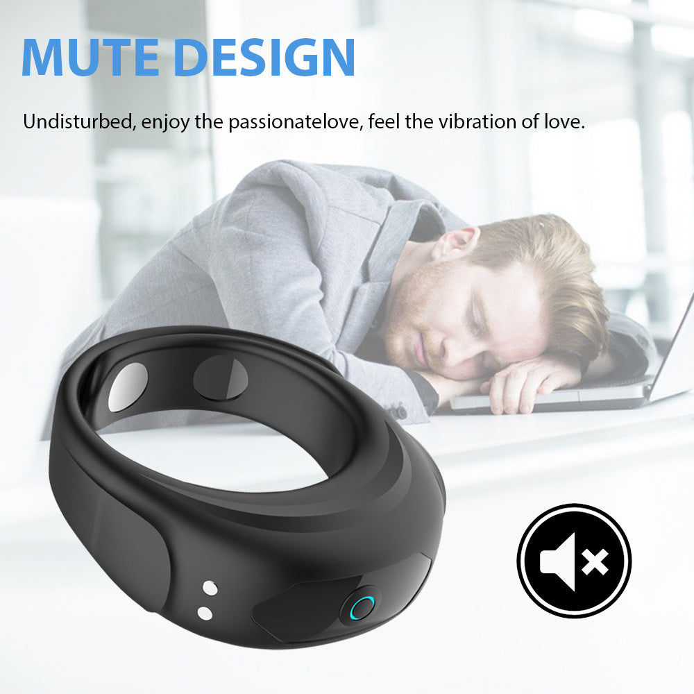 Men's Horseshoe Ring USB Charging Vibration Massager - Black