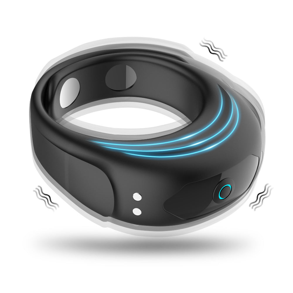 Men's Horseshoe Ring USB Charging Vibration Massager - Black